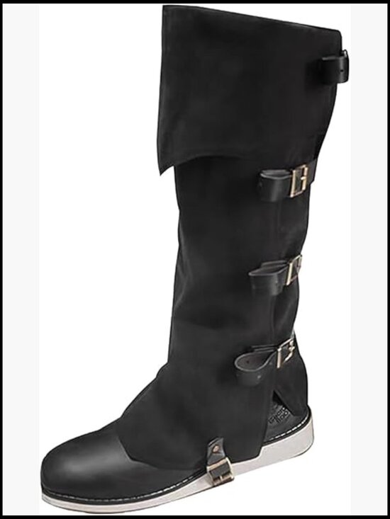 Men\'s Medieval Boot Covers Renaissance Pirate Costume Accessory Faux Leather